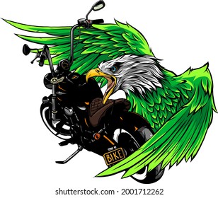 vector illustraton of motorcycle with the head eagle