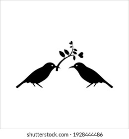 Imagen vectorial de una pareja de pájaros enamorados. Elegante tarjeta de San Valentín. modificable por color