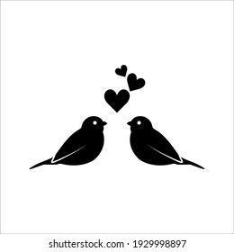 Vector illustraton of a two bird couple in love. Stylish card for Valentine day. color editable