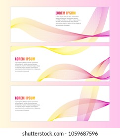 Vector illustrator, Abstract line sets colorful, webpage, design  Abstract header. pink yellow wave white vector design