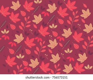 A vector illustrator of an abstract pattern of several leaf forms fallen out of tree in fall time , color are matched to inspire warm fall season when the leaf drops on the ground .
leaf pattern leaf