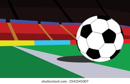 vector illustrator of a ball on a football field.