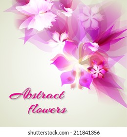 vector illustrator of Bright background with light pink abstract flowers
