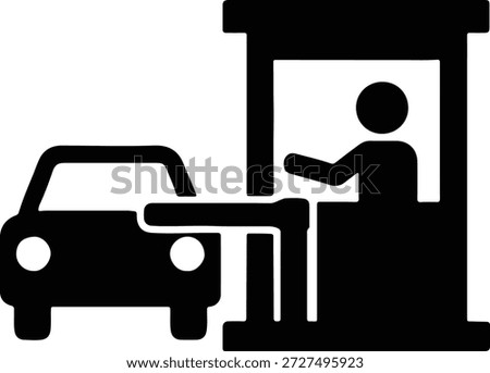 Vector Illustrator Car Paying Toll Booth Attendant Silhouette