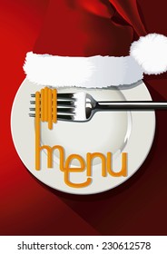 Vector illustrator of Christmas menu red