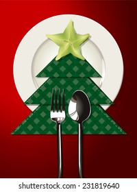 Vector illustrator of Christmas table setting.