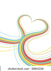 Vector illustrator of Colorful lines crossing each other on heart shape