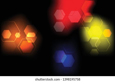 Vector illustrator Creative blurred bokeh background concept. , bokeh and glowing particles. Lighting effects of flash. Abstract illustration