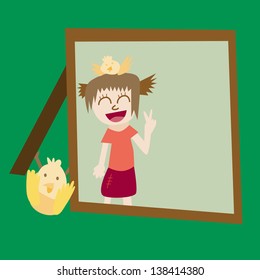Vector and illustrator of duck picture frame