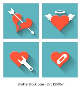 Vector illustrator flat design broken heart