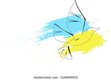 ave libre ilustradora vectorial en Ucrania bandera azul amarilla en fondo blanco