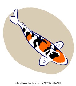 Vector illustrator of free hand sketch koi fish