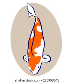 Vector illustrator of free hand sketch koi fish