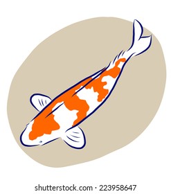 Vector illustrator of free hand sketch koi fish