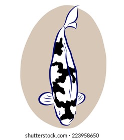 Vector illustrator of free hand sketch koi fish