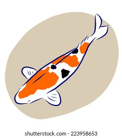 Vector illustrator of free hand sketch koi fish