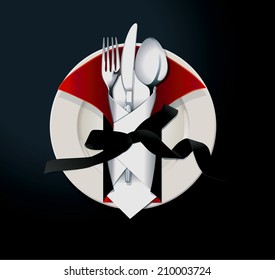 Vector illustrator of Halloween table setting. Dracula concept
