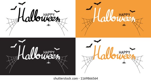 Vector Illustrator, Happy halloween brush pen lettering and calligraphy 4 styles