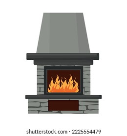 Ilustrador vectorial de la chimenea del hogar con fuego.