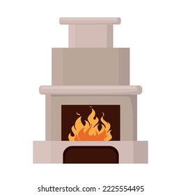 Vektorgrafik-Illustrator des Hauskamin mit Feuer.