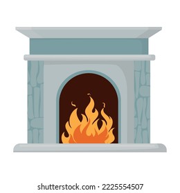 Ilustrador vectorial de la chimenea del hogar con fuego.
