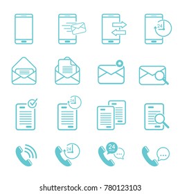 Vector illustrator icon business contact us set, Email sending, mobile phone, document paper, telephone and post e-mail envelope icon