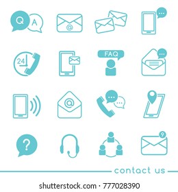 Vector illustrator icon contact us set, Email, mobile phone, address, telephone and post mail envelope icon