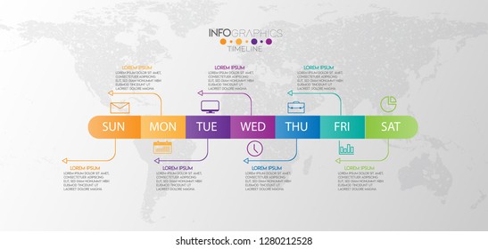 vector illustrator Infographic Timeline design with icons weekly Infographics for business concept.