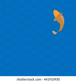 The vector illustrator  " Japan Symbol Graphic " - Koi ( Carp) Fish jump  in the  Japanese style sea wave. it is best for abstract background / wallpaper  