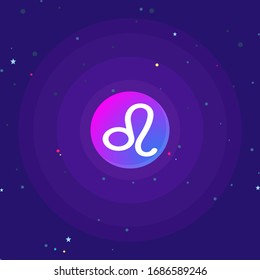 Vector illustrator Leo symbol In the illustration, there are many small stars. The color scheme in the design is a galaxy tone.