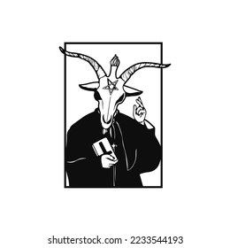 vector illustrator of a man with a goat's head