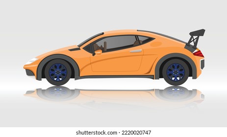 Vector or illustrator of model sport car orange color. with screen of shardow car.