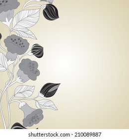 vector illustrator of Monochrome abstract flowers on a light background