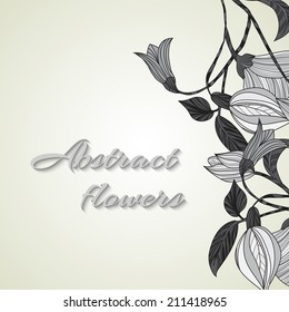 vector illustrator of Monochrome abstract flowers on a light background