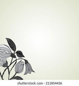 vector illustrator of Monochrome abstract flowers on a light background