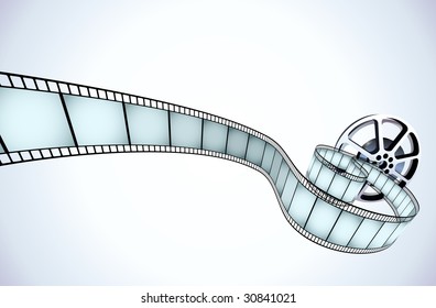 Vector illustrator of movie reel with a strip of exposed frames