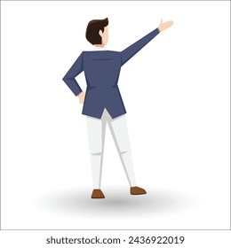 Vector or Illustrator of. 
 Businessman in business suit waving hand. With shadow on isolated white background.
