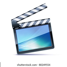 Vector illustrator of open movie clapper board