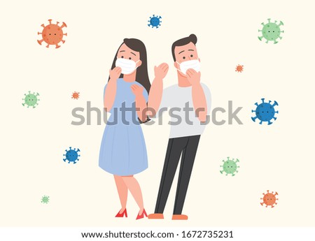vector illustrator - People are scared and worried about the outbreak of the virus.