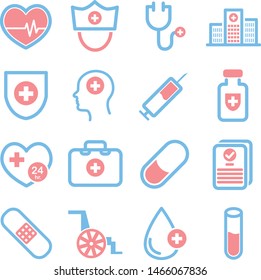 Vector illustrator sign health care medical and insurance icon set