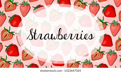 Vector Illustrator of strawberries pattern sketch style