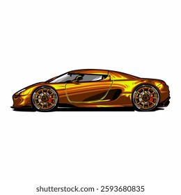 Vector Illustrator Super Car Gold Color