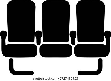 Vector Illustrator Three cinema seats in row arrangement Silhouette