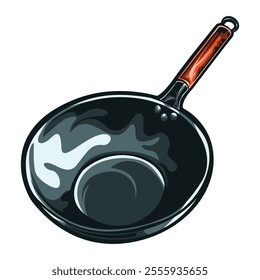 Vector illustrator of Traditional Chinese Iron Wok