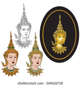 Vector illustrator traditional thai art of thai folk dancer