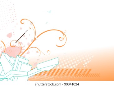 Vector illustrator of urban floral background on the grunge style