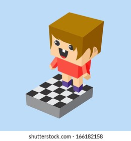 Vector Illustrator Woman Isometric