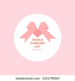 Vector illustrator for World Cancer Day in pink ribbon and pink background, National world breast cancer awareness concept