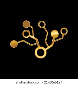 A vector Illustratuion set of Golden Circuit Tree Technology Logo Sign