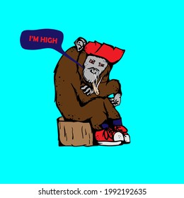 vector and illustrtion monkey with smoke weed. perfect for tshirt, apparel, merchandise, wallpaper and many more.
